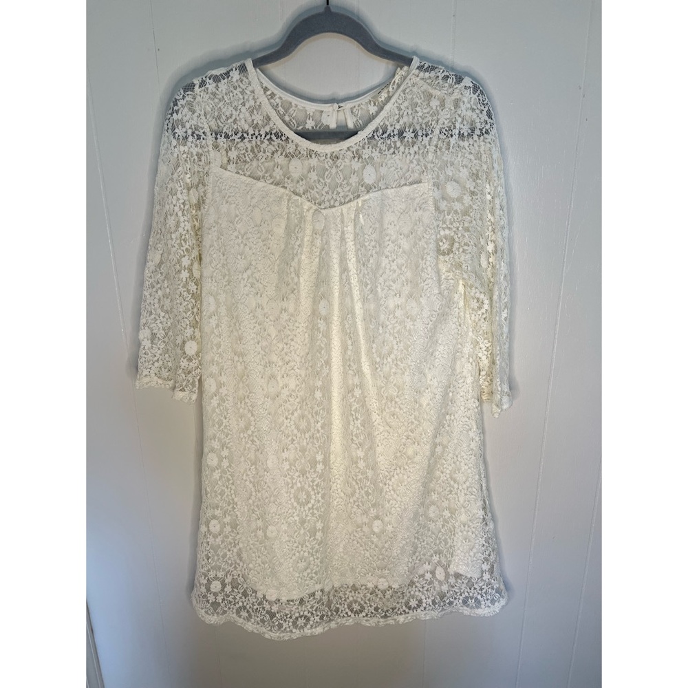 Monteau White Lace Mini Dress, Size Large